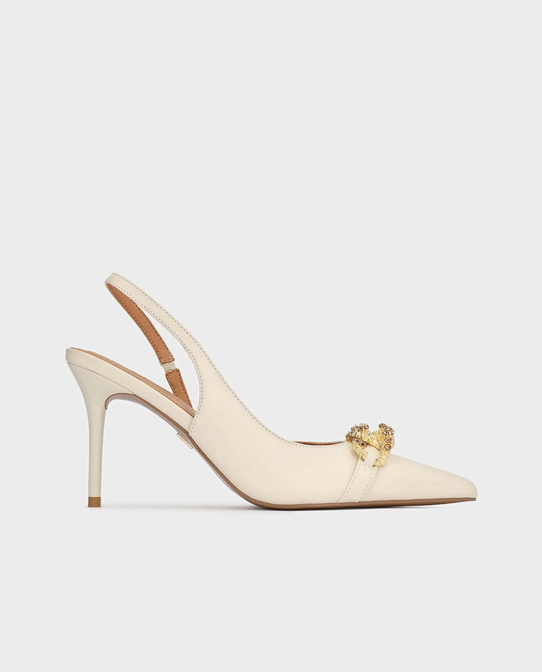 Czółenka slingback w odcieniu złamanej bieli Basilia