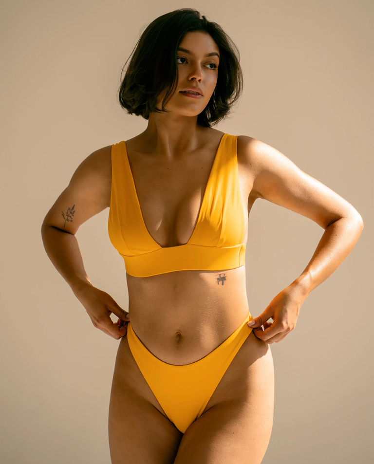 Żółty dół od bikini Cheeky High Waist