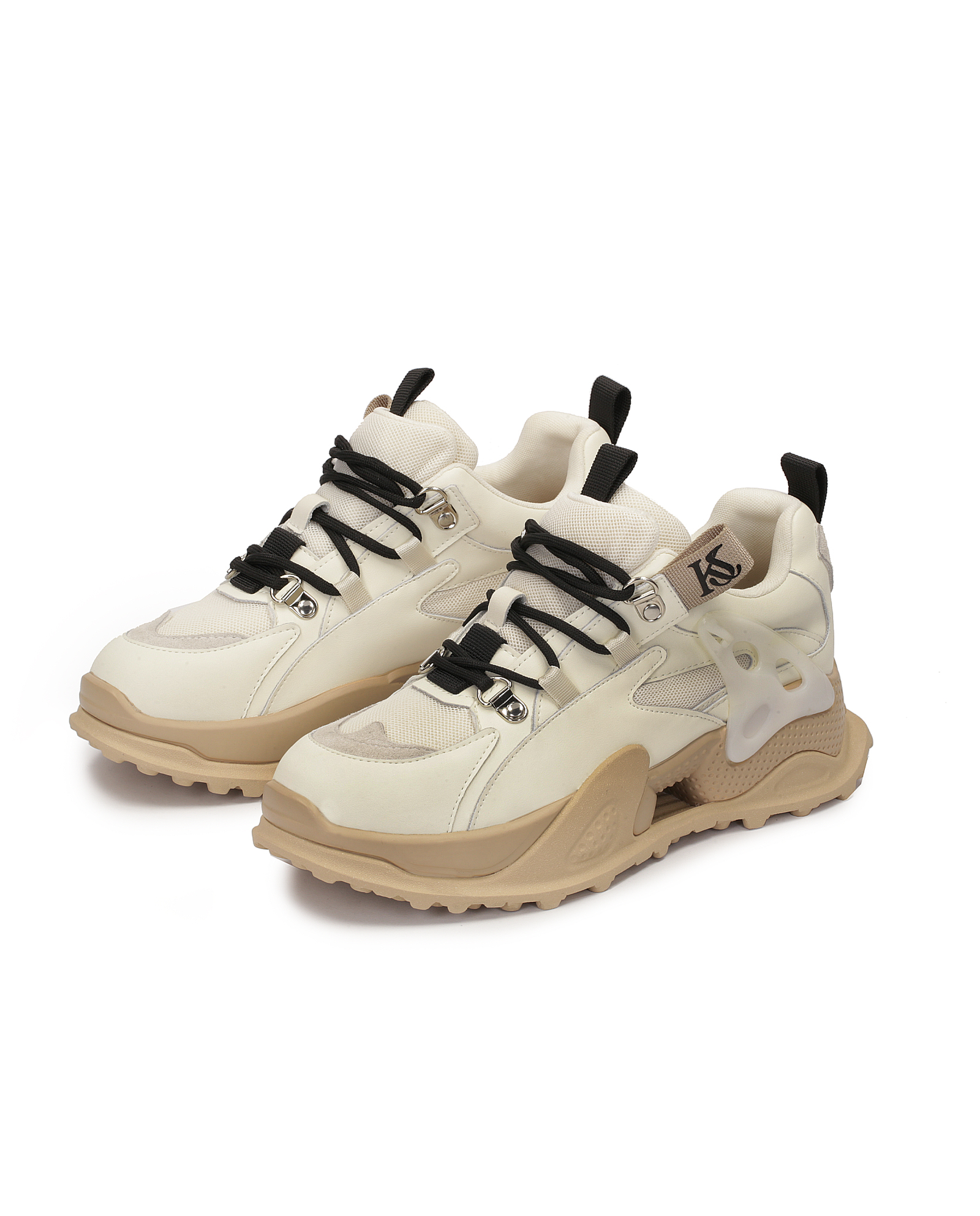 Beżowe sneakersy z łączonych materiałów MAY - Image #5