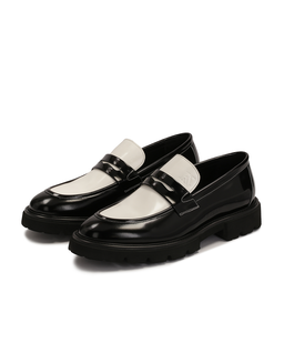 Wsuwane dwukolorowe loafersy z lakierowanej skóry KS PHERTH - Image #3