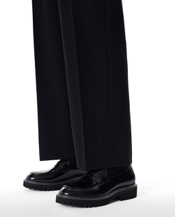 Czarne loafersy przeszywane białą nicią KS BLADEN - Image #3