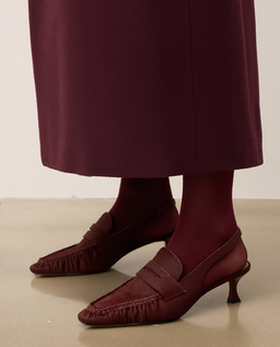 Bordowe czółenka slingback z włosiem KS MOULIN - Image #1