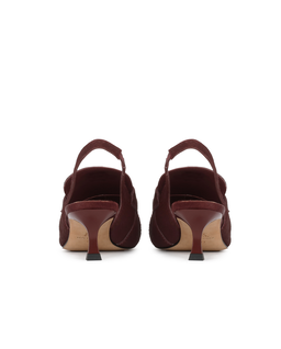 Bordowe czółenka slingback z włosiem KS MOULIN - Image #4