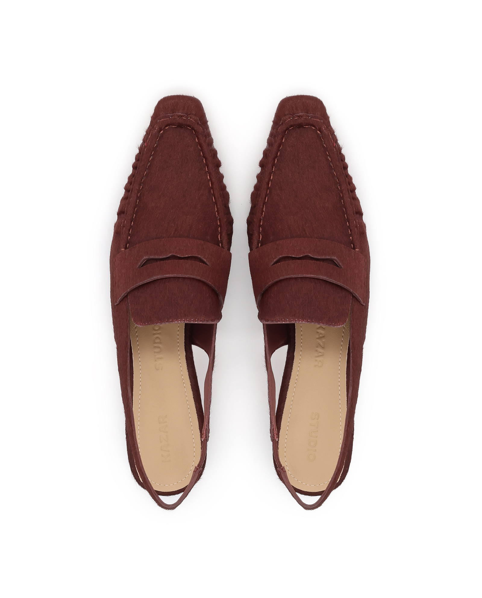 Bordowe czółenka slingback z włosiem KS MOULIN - Image #5