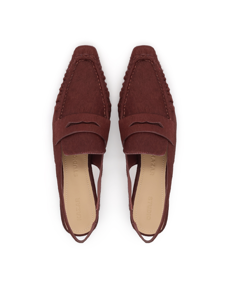 Bordowe czółenka slingback z włosiem KS MOULIN - Image #5