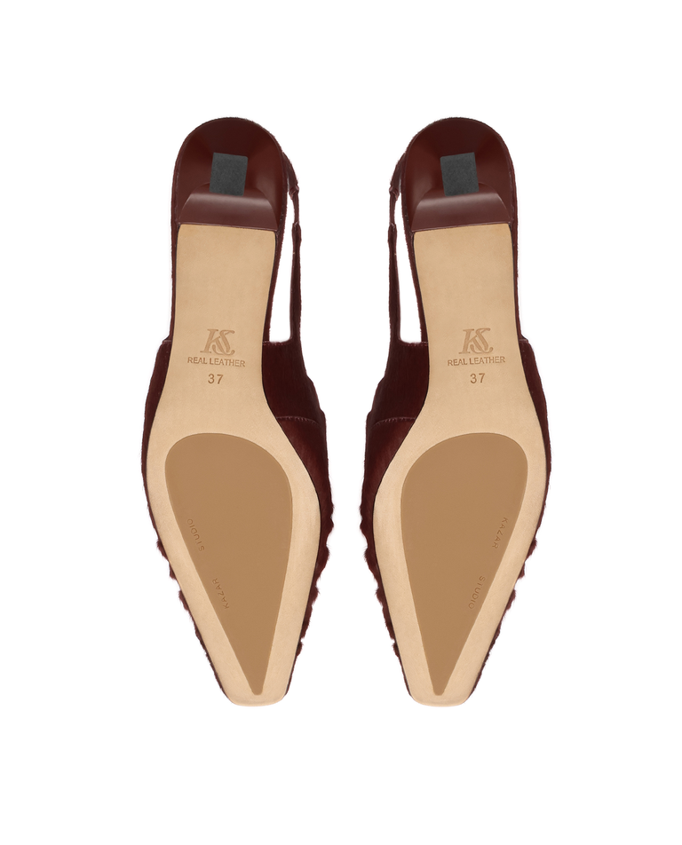 Bordowe czółenka slingback z włosiem KS MOULIN - Image #6