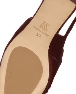 Bordowe czółenka slingback z włosiem KS MOULIN - Image #7