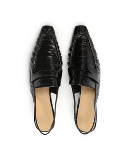 Czarne czółenka z otwartą piętą na obcasie typu slingback MOULIN - Image #6