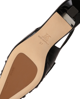 Czarne czółenka z otwartą piętą na obcasie typu slingback MOULIN - Image #8