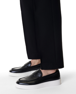 Wsuwane czarne loafersy z białą podeszwą typu sneakers KS ETIENNE - Image #1