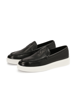 Wsuwane czarne loafersy z białą podeszwą typu sneakers KS ETIENNE - Image #3