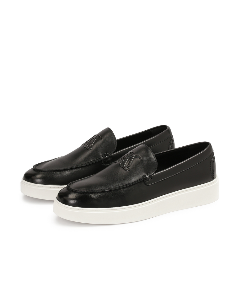 Wsuwane czarne loafersy z białą podeszwą typu sneakers KS ETIENNE - Image #3