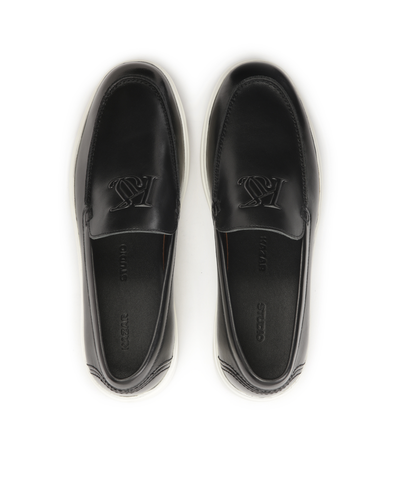 Wsuwane czarne loafersy z białą podeszwą typu sneakers KS ETIENNE - Image #5