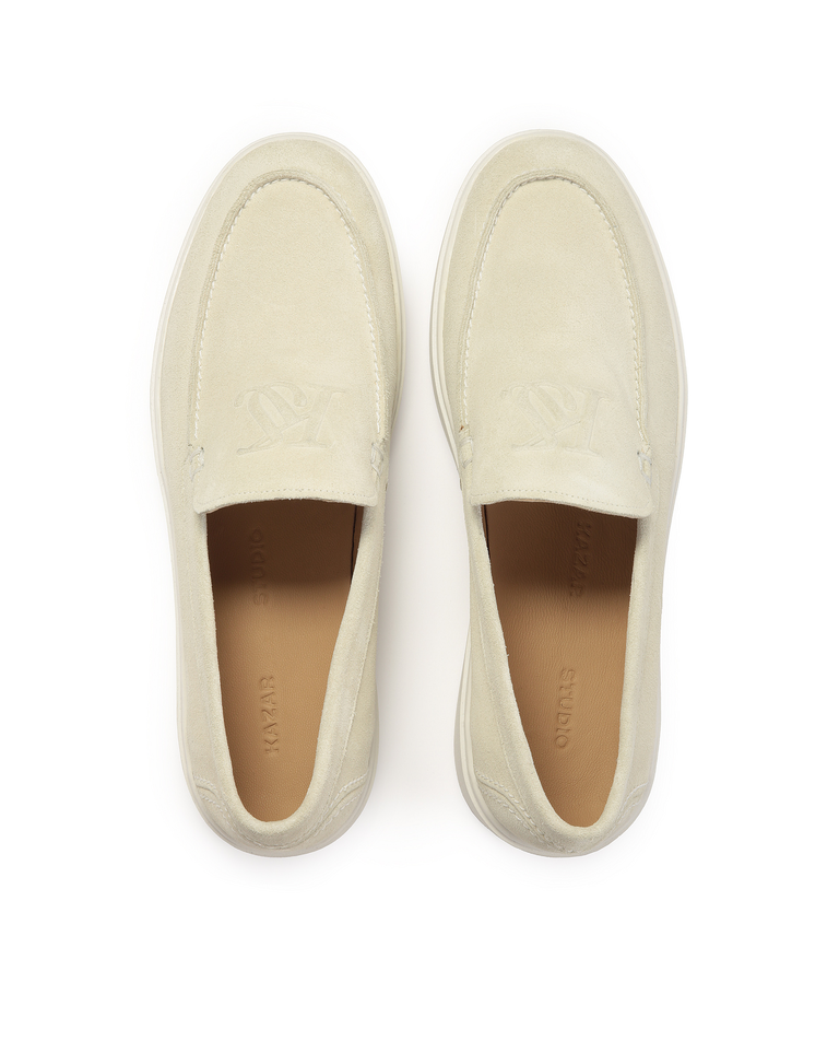 Beżowe loafersy z zamszu na podeszwie typu sneakers KS ETIENNE - Image #5