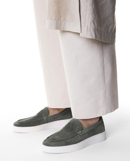 Szare zamszowe loafersy na podeszwie typu sneakers KS ETIENNE - Image #1