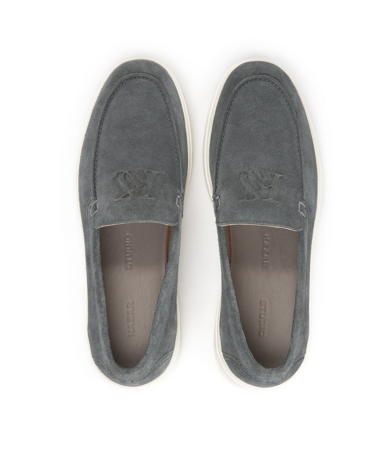 Szare zamszowe loafersy na podeszwie typu sneakers KS ETIENNE - Image #5
