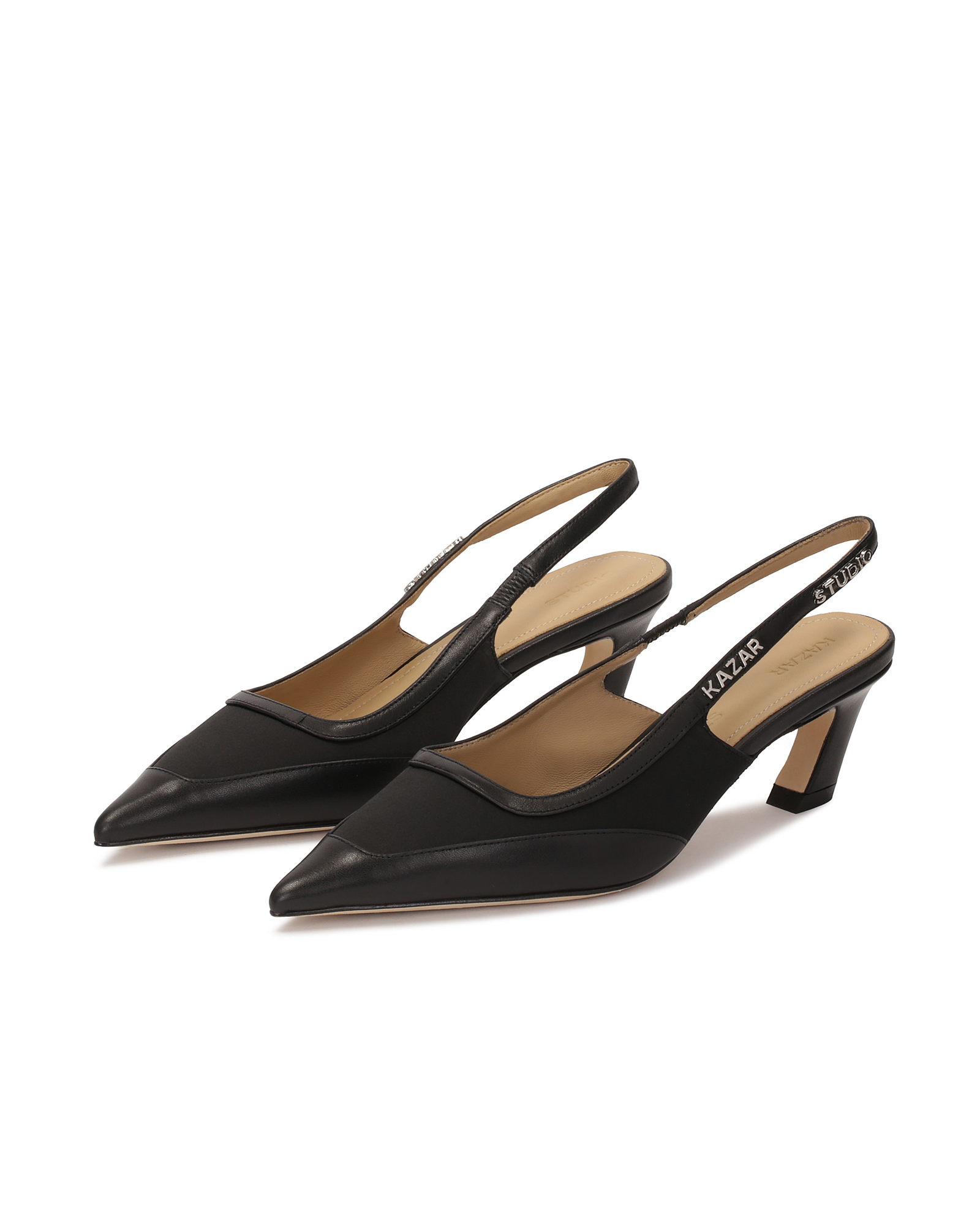 Czarne czółenka slingback na modnym obcasie KS JUSTINE - Image #3