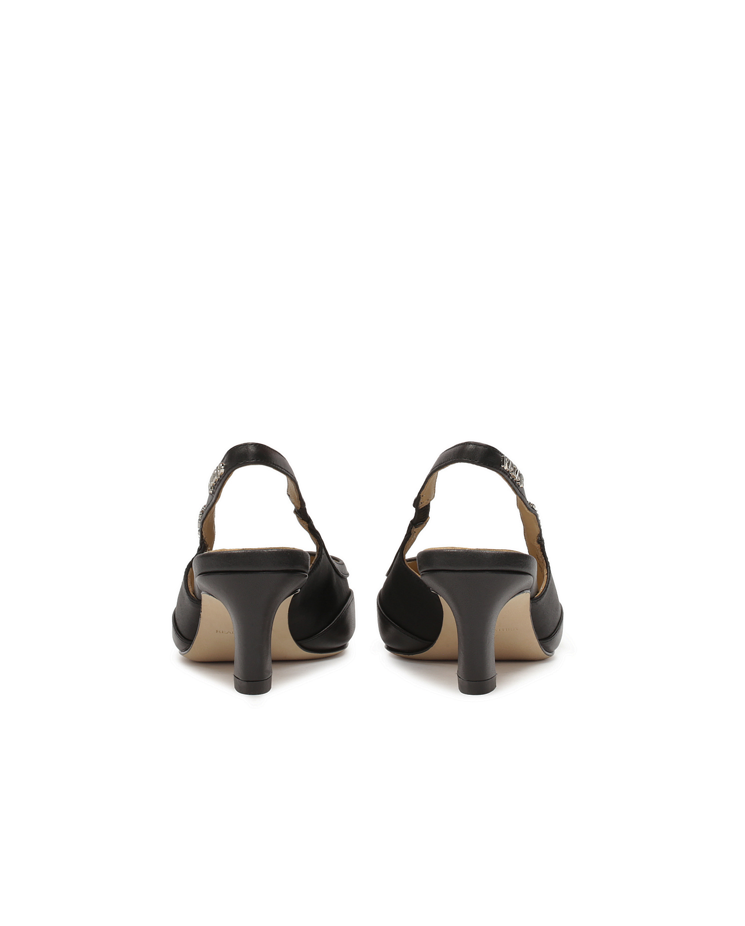 Czarne czółenka slingback na modnym obcasie KS JUSTINE - Image #4