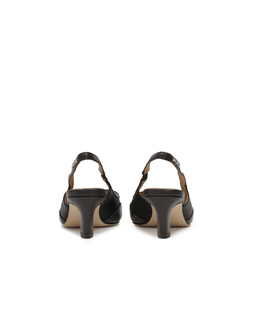 Czarne czółenka slingback na modnym obcasie KS JUSTINE - Image #4