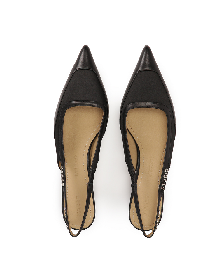 Czarne czółenka slingback na modnym obcasie KS JUSTINE - Image #5