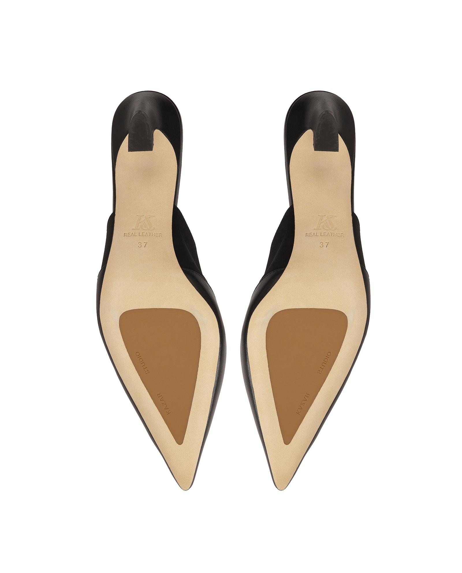 Czarne czółenka slingback na modnym obcasie KS JUSTINE - Image #6