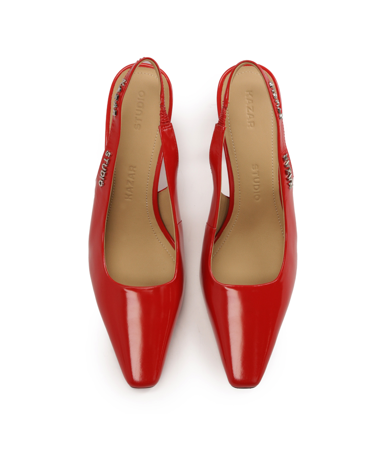 Czerwone czółenka slingback KS DIANE - Image #5
