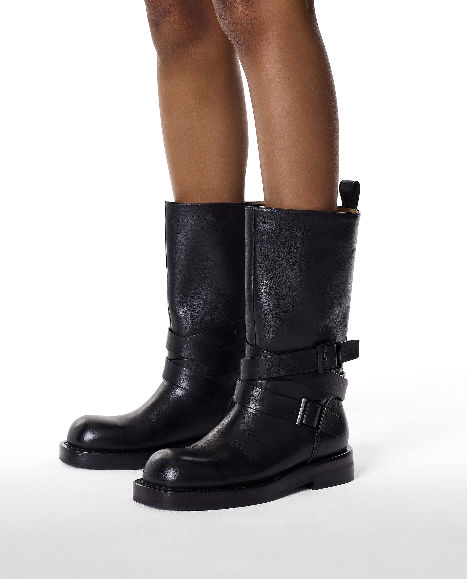 Skórzane czarne buty w stylu motocyklowym  KS LEVEN - Image #1