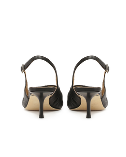 Czarne czółenka slingback z marszczoną cholewką KS SELENE - Image #4