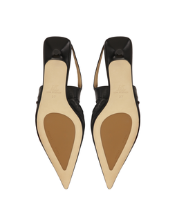 Czarne czółenka slingback z marszczoną cholewką KS SELENE - Image #6
