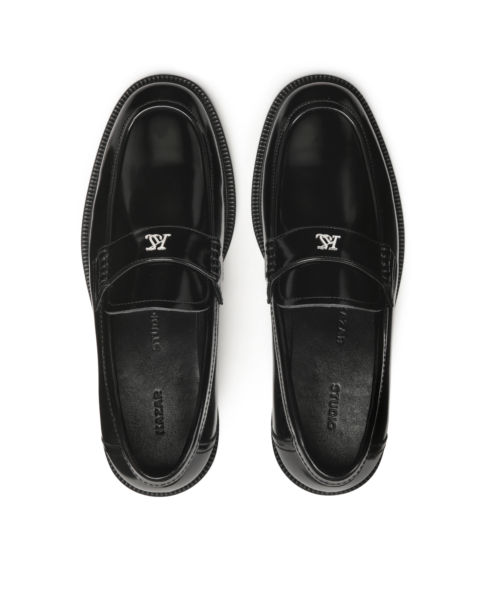 Wsuwane czarne loafersy z monogramem KS MAACURY - Image #5