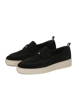 Czarne loafersy z logo osadzone na podeszwie typu sneakers KS ETIENNE - Image #3