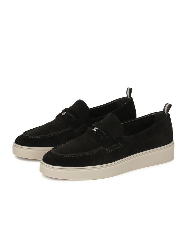 Czarne loafersy z logo osadzone na podeszwie typu sneakers KS ETIENNE - Image #3