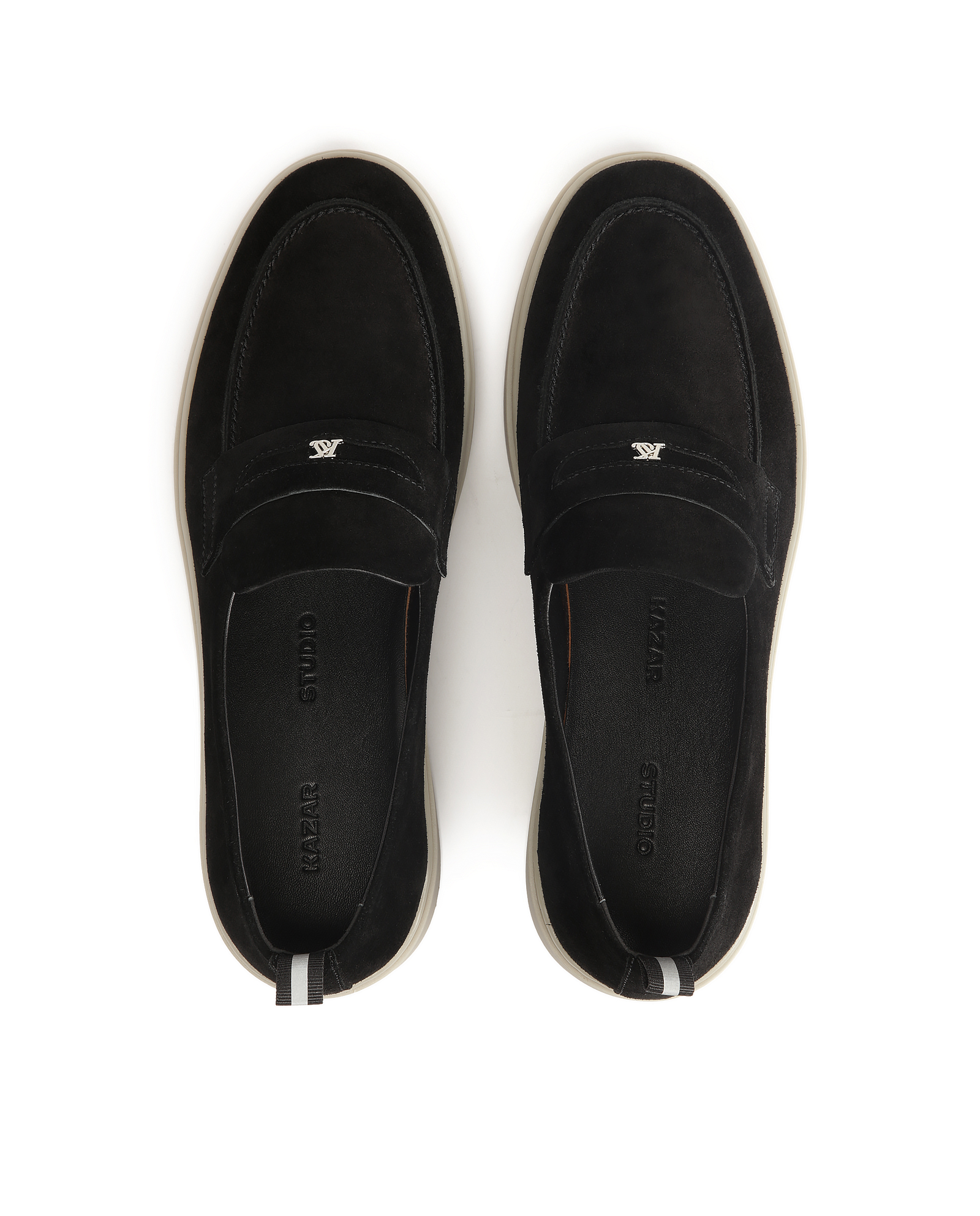 Czarne loafersy z logo osadzone na podeszwie typu sneakers KS ETIENNE - Image #5