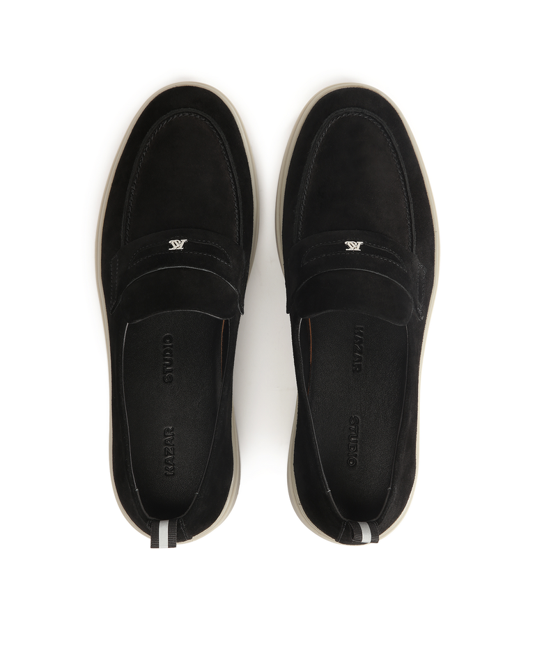 Czarne loafersy z logo osadzone na podeszwie typu sneakers KS ETIENNE - Image #5