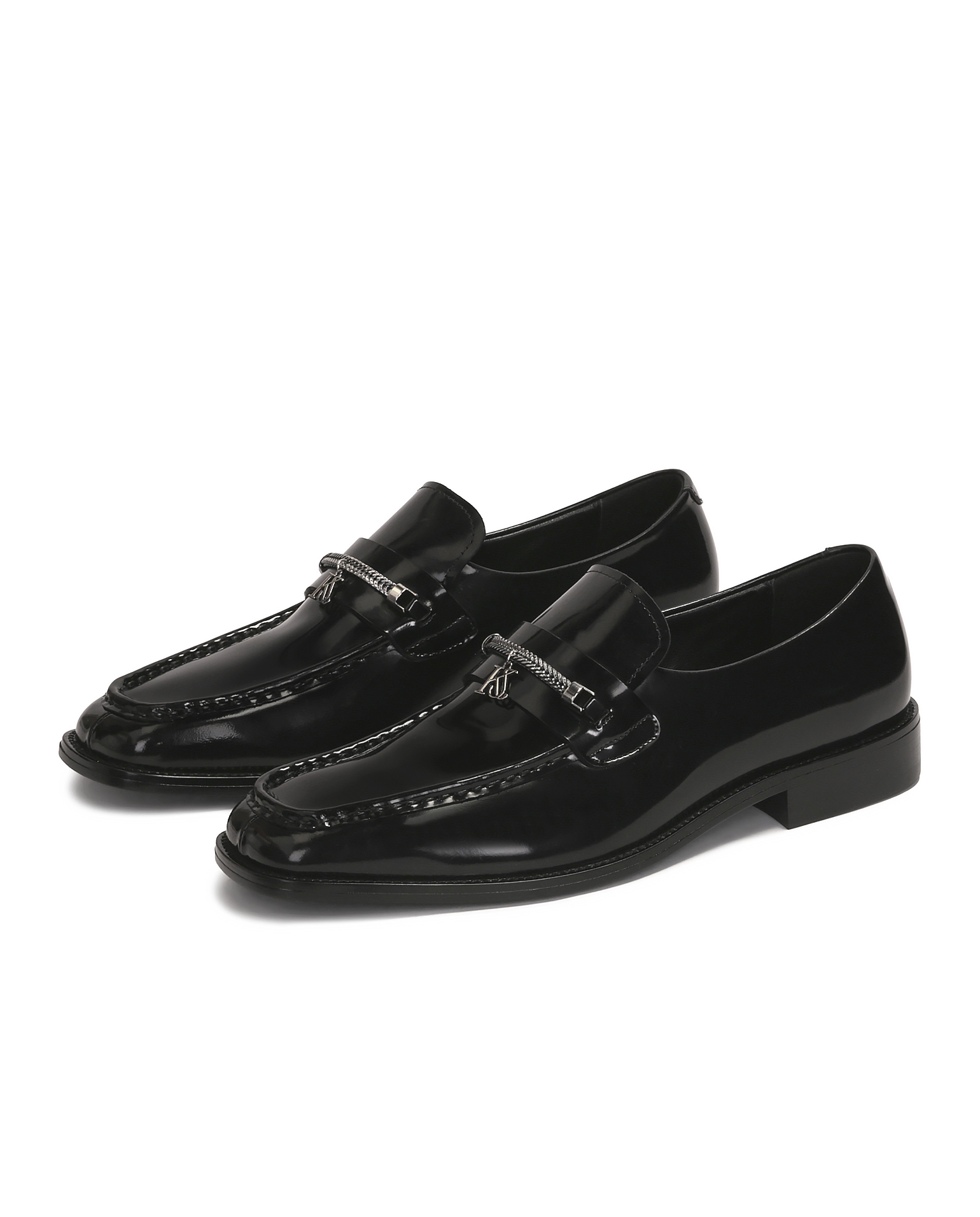 Czarne loafersy z biżuteryjną ozdobą KS GASTON - Image #3