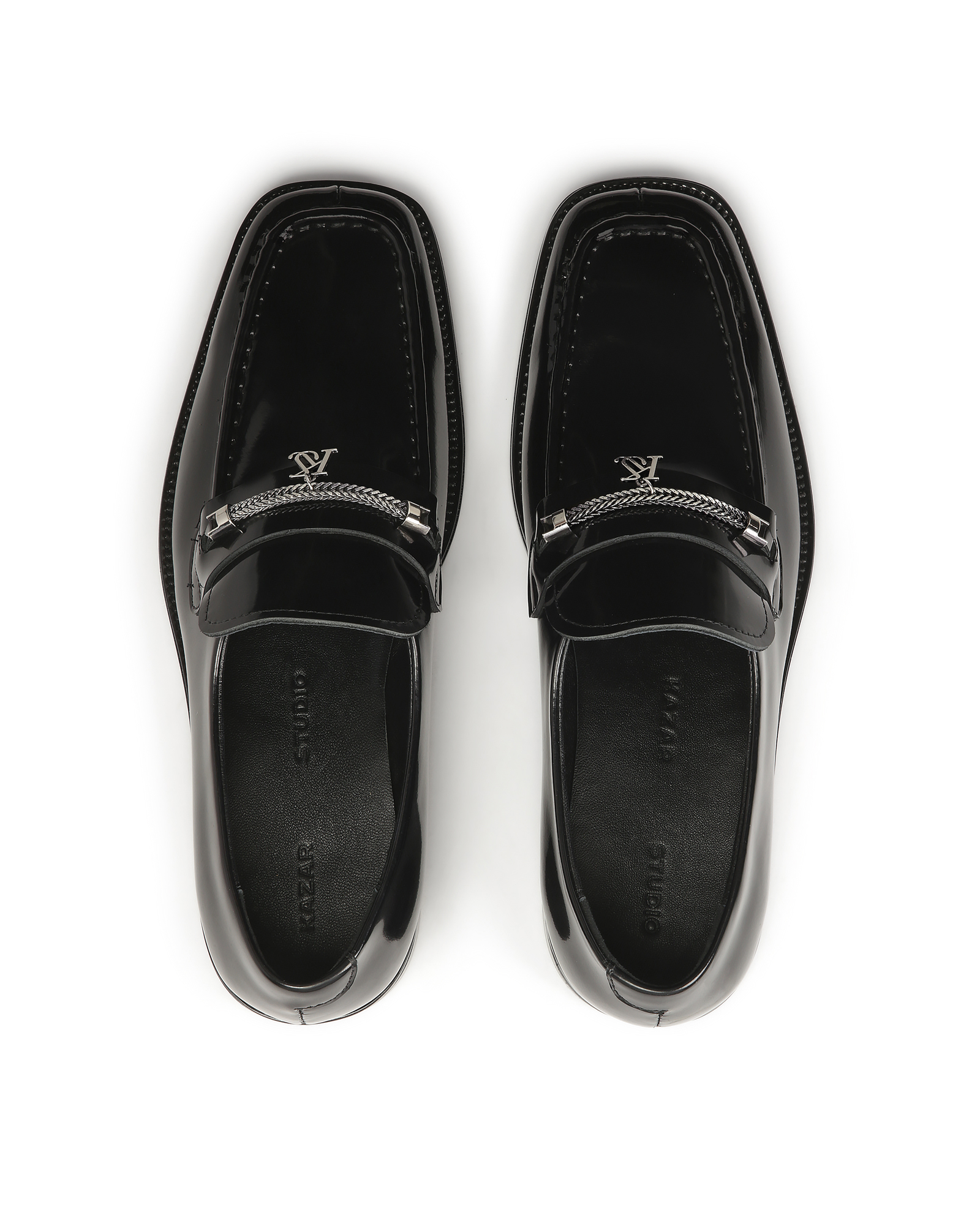 Czarne loafersy z biżuteryjną ozdobą KS GASTON - Image #5