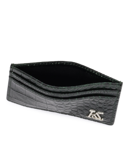 Zielone etui na karty ze skóry tłoczonej KS SEINES - Image #4