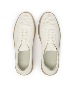 Skórzane sneakersy w kolorze złamanej bieli z wyszywanym logo KS ETIENNE - Image #3