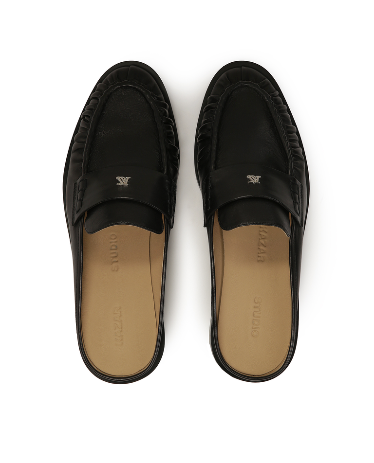Czarne klapki w stylu loafersów  KS OLZA - Image #5