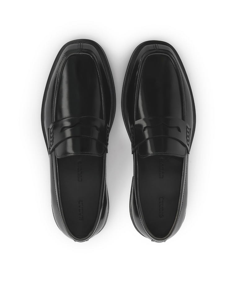 Czarne loafersy slip-on na wyższej podeszwie KS NATANIEL - Image #5