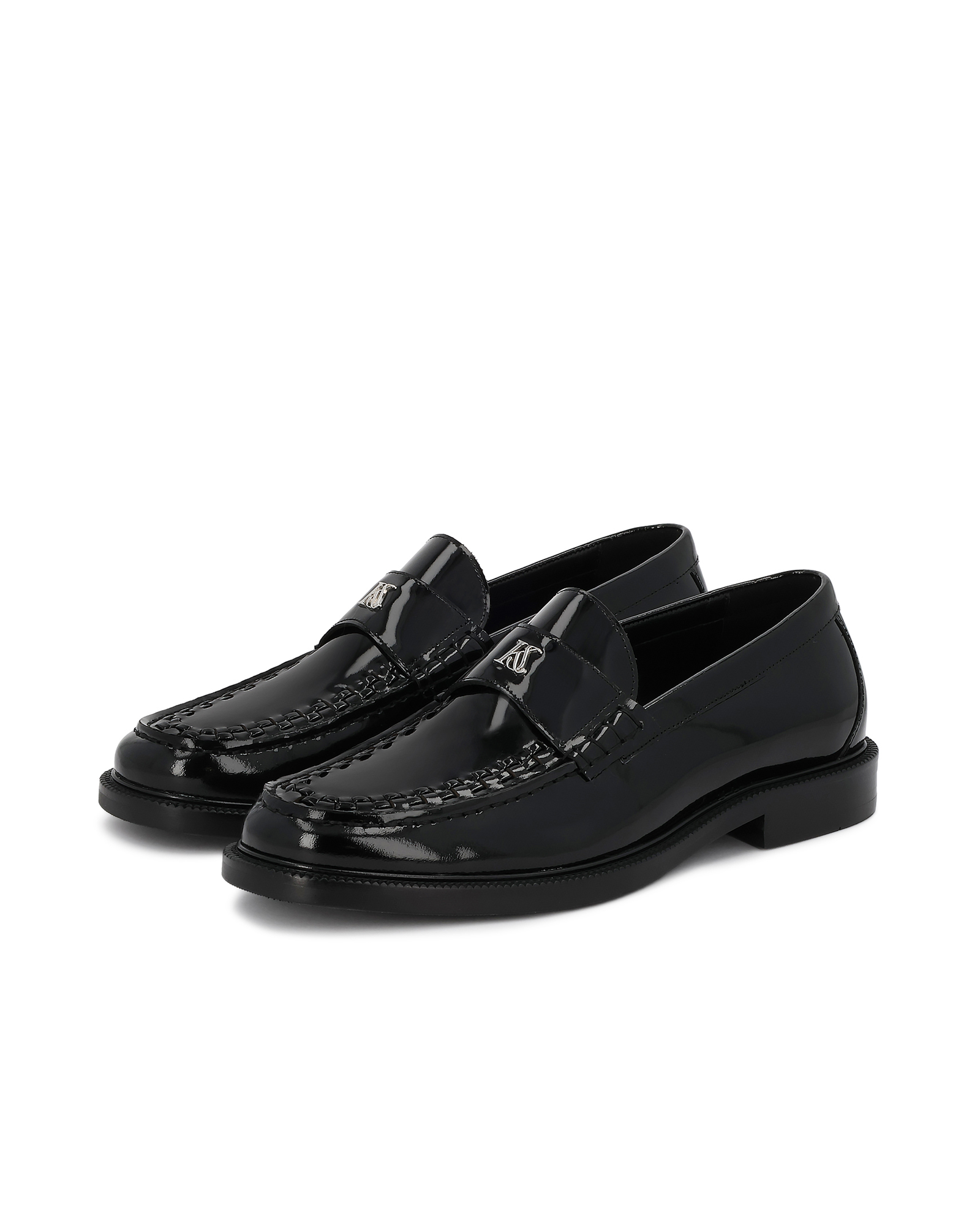 Czarne męskie loafersy z lakierowanej skóry KS MAACURY - Image #3