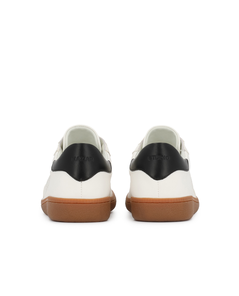 Białe sneakersy ze skóry naturalnej z czarnym zapiętkiem KS ALEXIS - Image #4