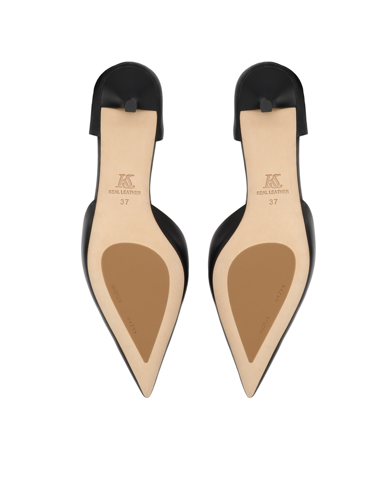 Czarne czółenka na kitten heel z wiązaniem wokół kostki KS MARGIE - Image #6