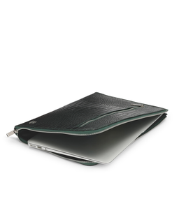 Zielone etui na laptopa ze skóry tłoczonej z kieszenią na suwak KS CAMILO - Image #5
