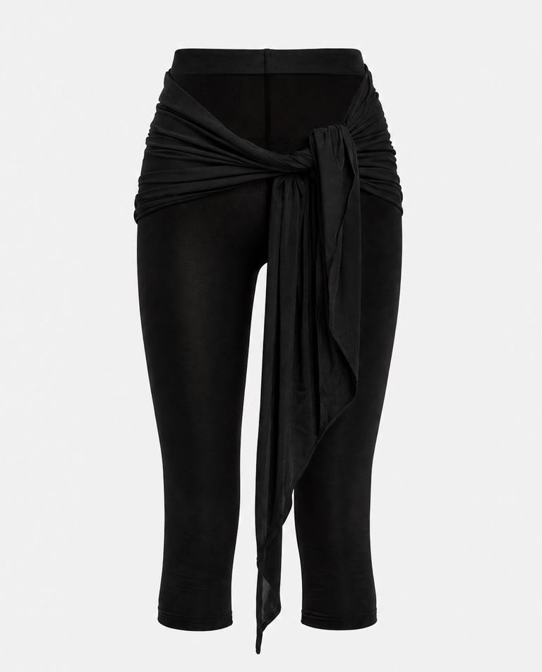 Czarne legginsy z wiązaniem Liv Capri