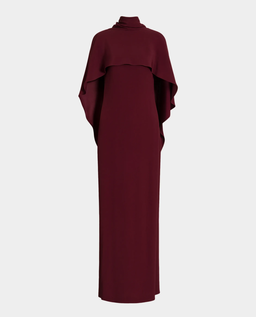 Elegancka bordowa sukienka z peleryną - Image #0