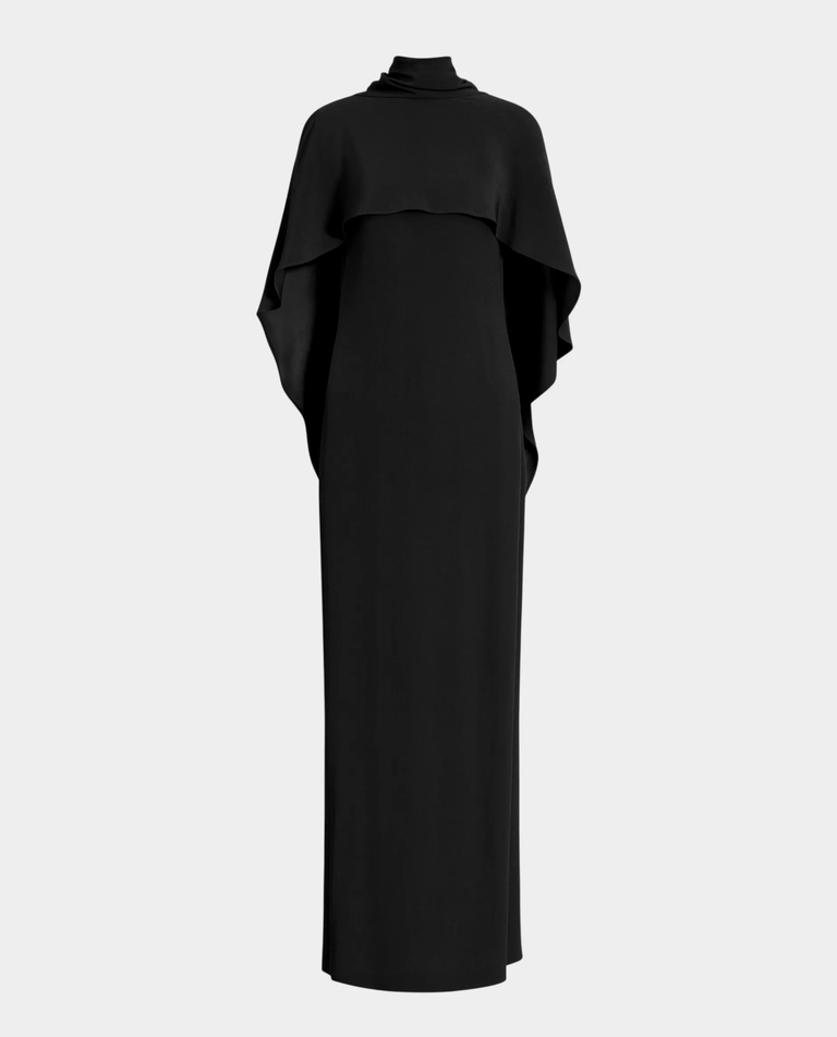 Elegancka czarna sukienka z peleryną