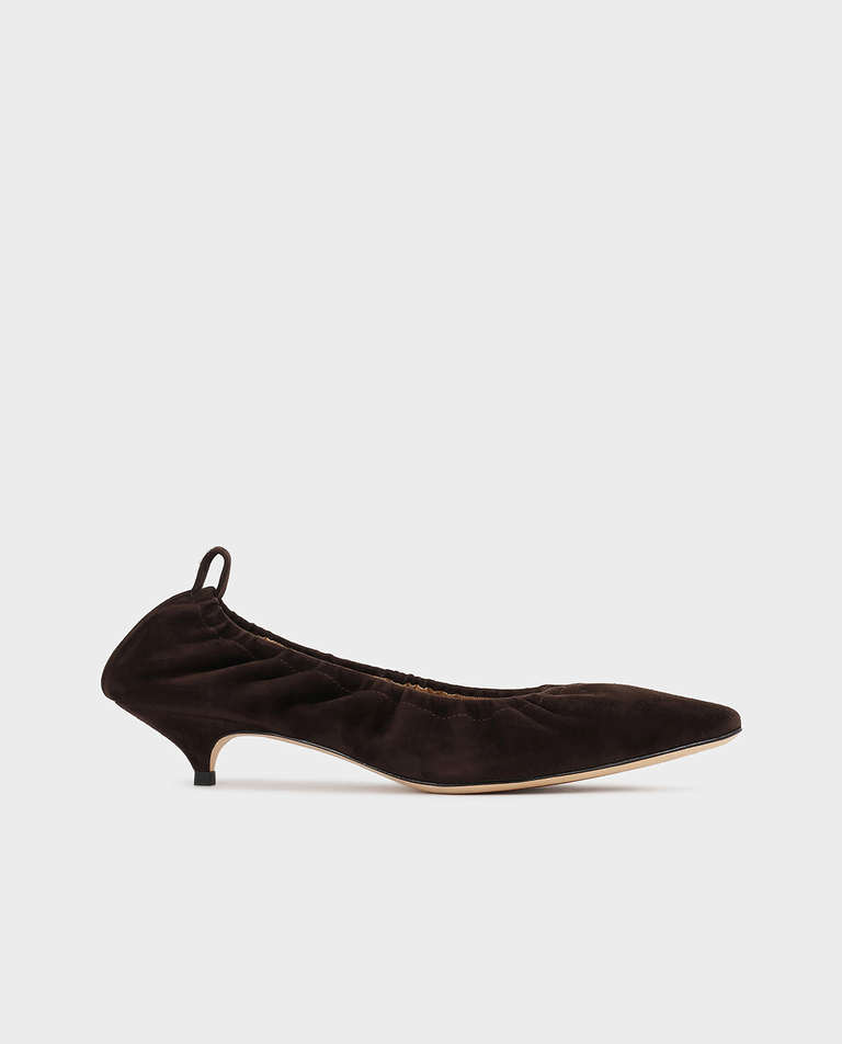 Ciemnobrązowe czółenka z fałdowaniem KS LUCIENNE