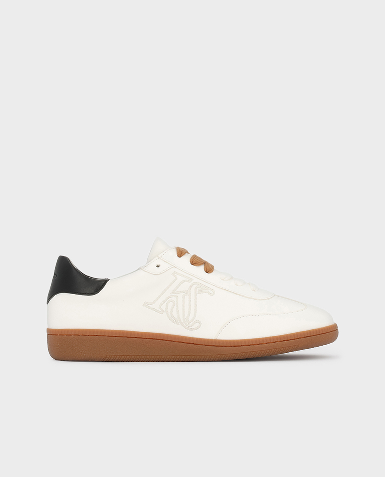 Białe sneakersy ze skóry naturalnej z czarnym zapiętkiem KS ALEXIS