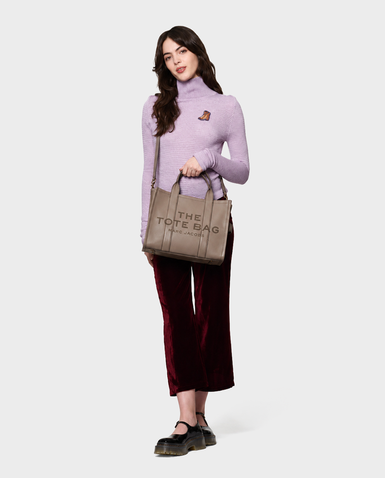 Beżowa skórzana torba The Medium Tote Bag